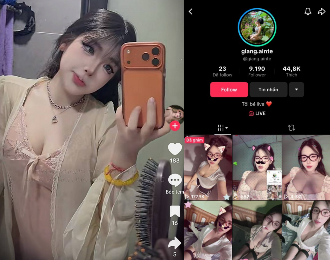 Ảnh thumbnail video Clip sex hotgirl TikToker Giang Ainte